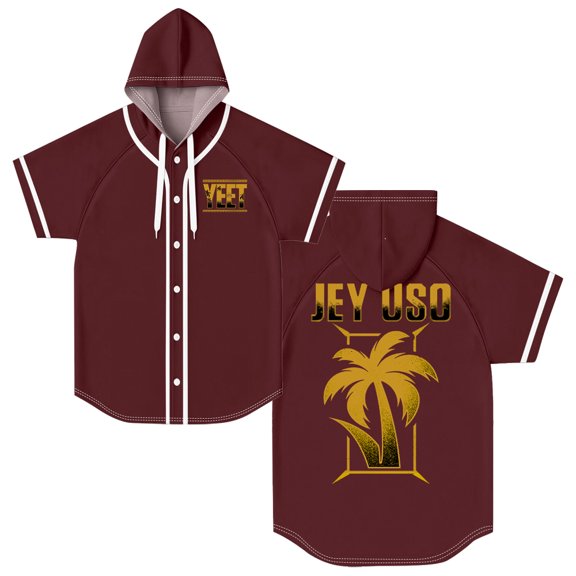 Jey Uso Golden Yeet Merch Hooded Baseball Jersey Short Sleeve Button-up Shirts Women Men Streetwear Tee
