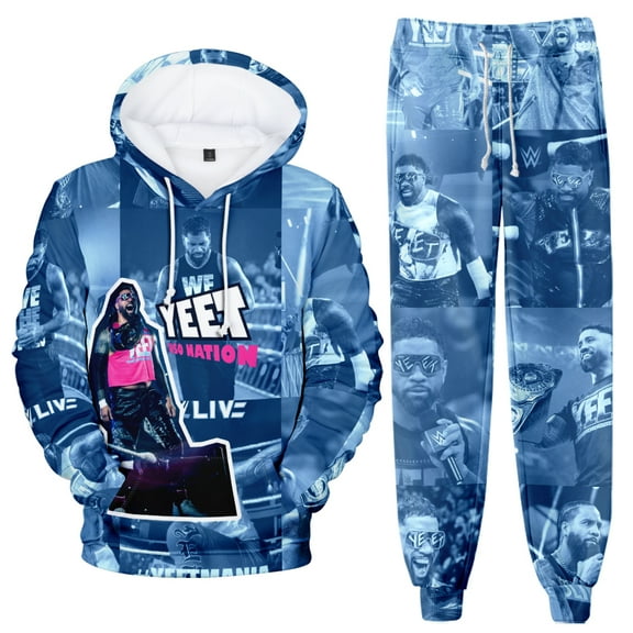 Jey Uso Hoodie sweatpants women's men's fashionable long sleeved casual sweatshirt sweatshirt set