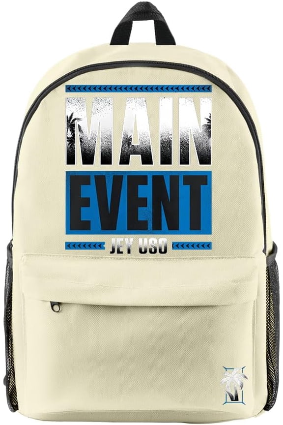 Jey Uso Main Event Backpack Women Men Rucksack Unisex Travel Bag Packsack Harajuku Casual Daypack (Beige,One Size)
