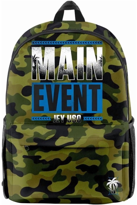 Jey Uso Main Event Backpack Women Men Rucksack Unisex Travel Bag Packsack Harajuku Casual Daypack (Camouflage,One Size)