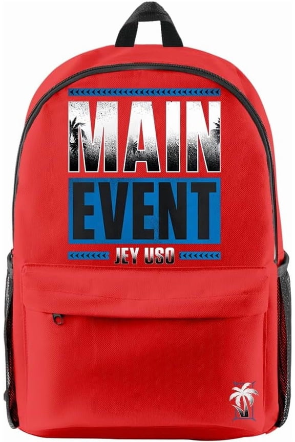 Jey Uso Main Event Backpack Women Men Rucksack Unisex Travel Bag Packsack Harajuku Casual Daypack (Red,One Size)