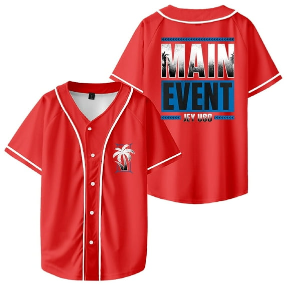Jey Uso Main Event Baseball Jersey Shirt V-Neck Women Men Short Sleeve Streetwear Clothes