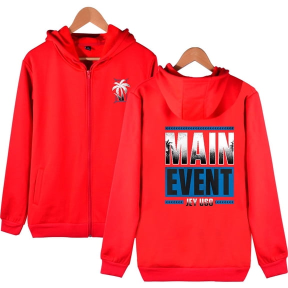 Jey Uso Main Event Zipper Hooded Sweatshirt Hip-hop Longsleeve Unisex Zip up Hoodies