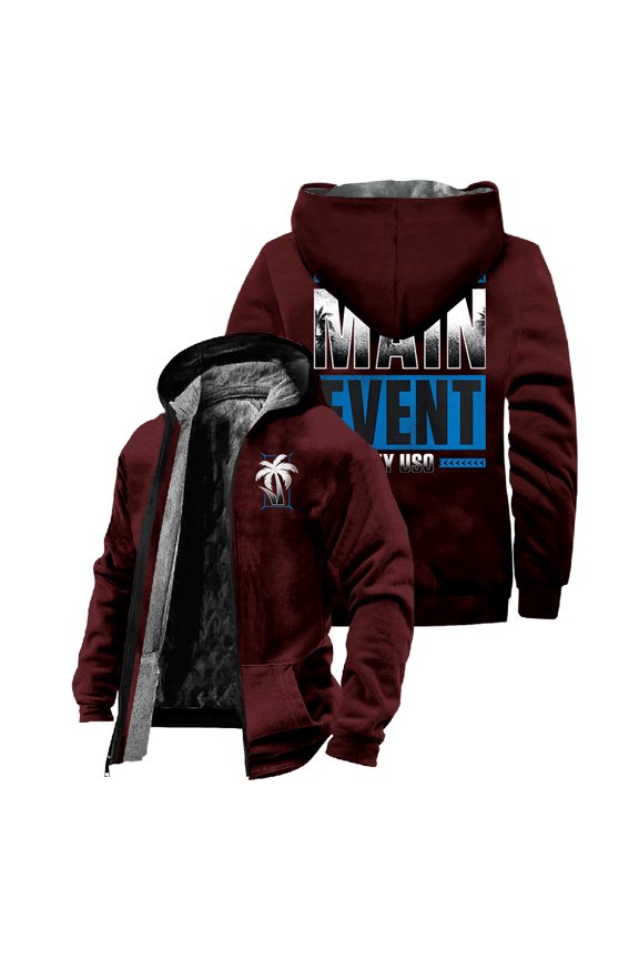 Jey Uso Main Event Zipper Hoodie Unisex Jacket Parkas Long Sleeve Streetwear Women Men Winter Coat