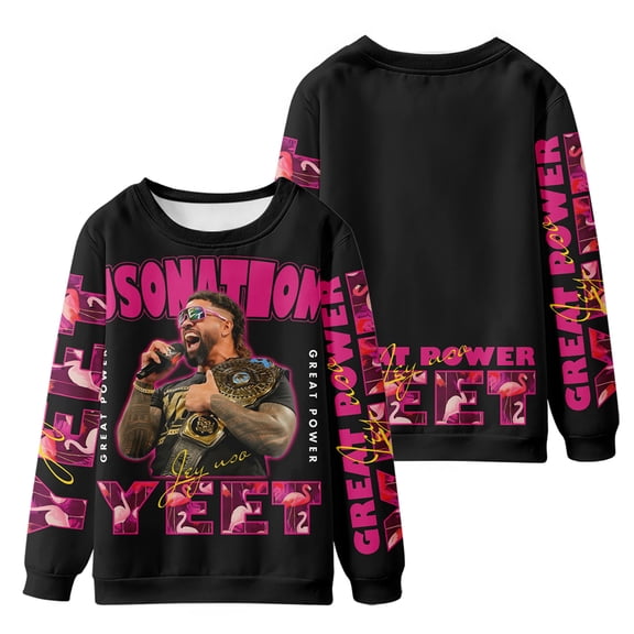Jey Uso Merch Digital printed fashionable off shoulder round neck long sleeved sportswear for street wear