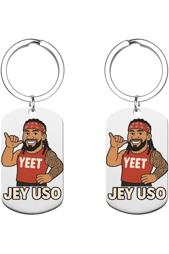 Jey Uso Merch Keychain Yeet Metal Car Key Ring For Women Men Keychain Bag Purse Accessories Gift 2x1.1 Inch