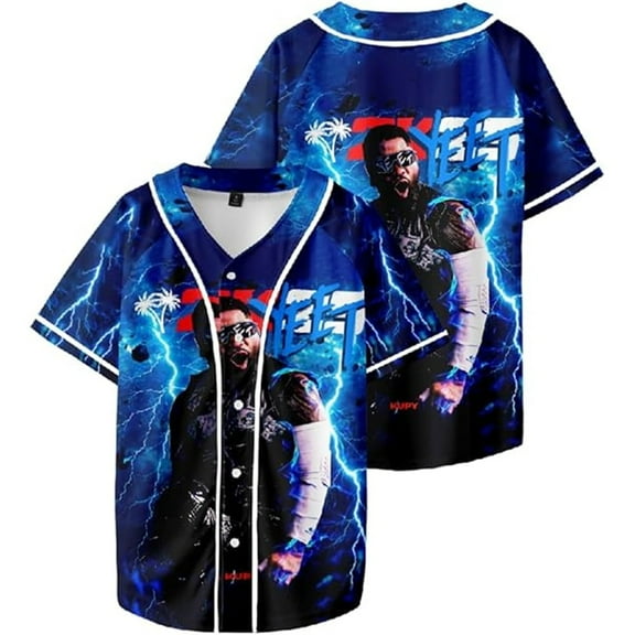 Jey Uso Merch Unisex Baseball Jersey Short Sleeve Summer V-Neck Casual Fashion T-Shirt,4XL,Style 6
