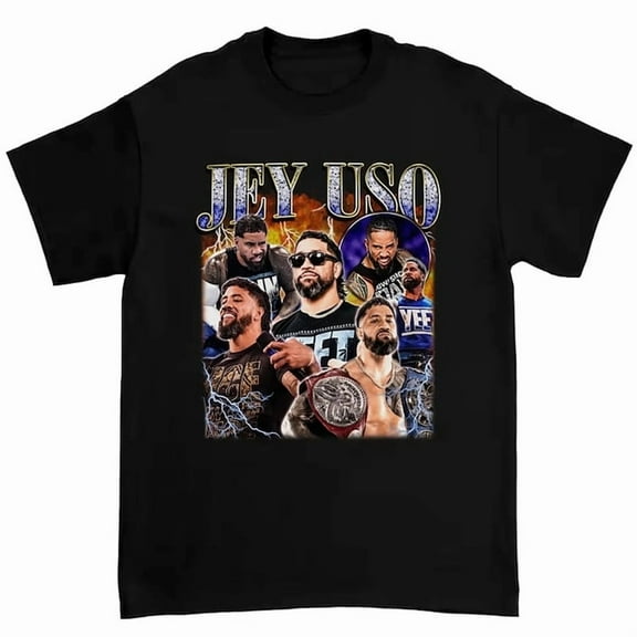 Jey Uso T-Shirt, Wrestling Superstar Graphic Tee, For WWE Fan,Black color,size L
