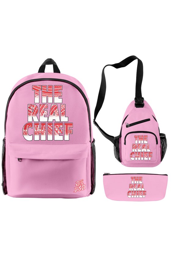 Jey Uso The Real Chief Backpack 3 Piece Set Rucksack Crossbody Bag Men Women Oxford Daypack Travel Bag