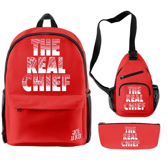 Jey Uso The Real Chief Backpack 3 Piece Set Rucksack Crossbody Bag Men Women Oxford Daypack Travel Bag