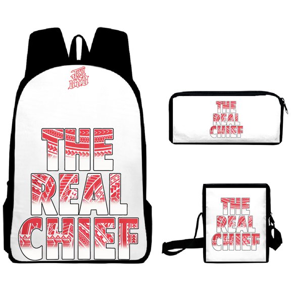 Jey Uso The Real Chief Backpack 3 Piece Set Rucksack Shoulder Bag Women Men Casual Daypack Travel Bag
