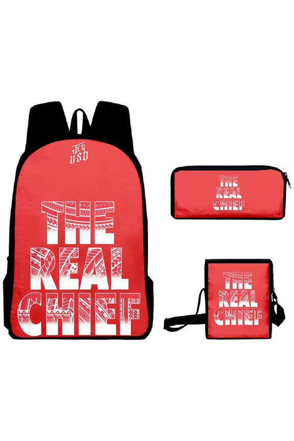 Jey Uso The Real Chief Backpack 3 Piece Set Rucksack Shoulder Bag Women Men Casual Daypack Travel Bag