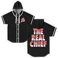 thumbnail image 1 of Jey Uso The Real Chief Hooded Baseball Jersey Tops Short Sleeve Button-up Shirts Women Men Streetwear Tee, 1 of 3