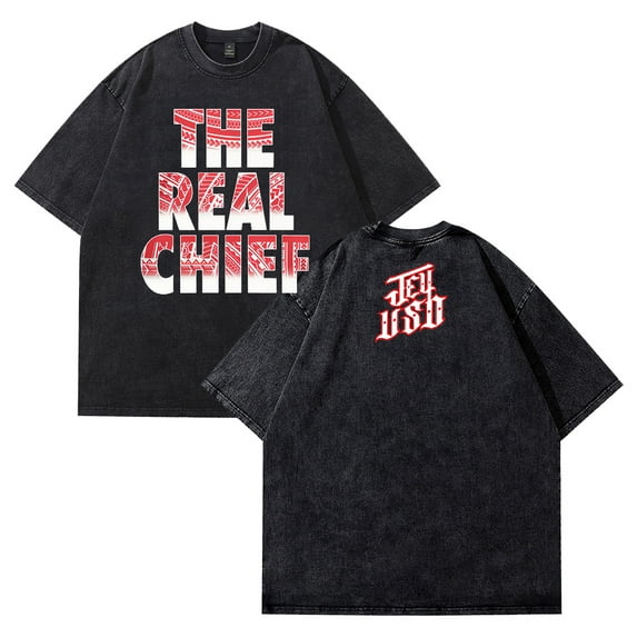 Jey Uso The Real Chief T-shirt Crewneck Short Sleeve Cotton Washed Tee Women Men Streetwear Tops
