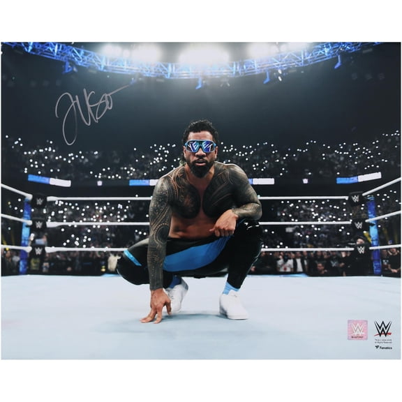 Jey Uso WWE Autographed 16" x 20" Kneeling In Ring Photograph - Fanatics Authentic Certified