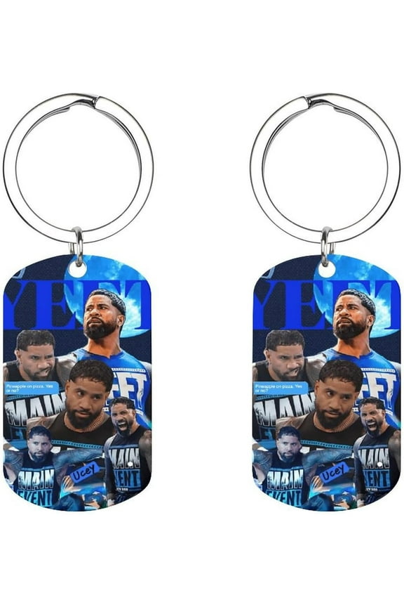 Jey Uso Wrestling Merch Keychain Yeet Metal Car Key Ring For Women Men Keychain Bag Purse Accessories Gift 2x1.1 Inch