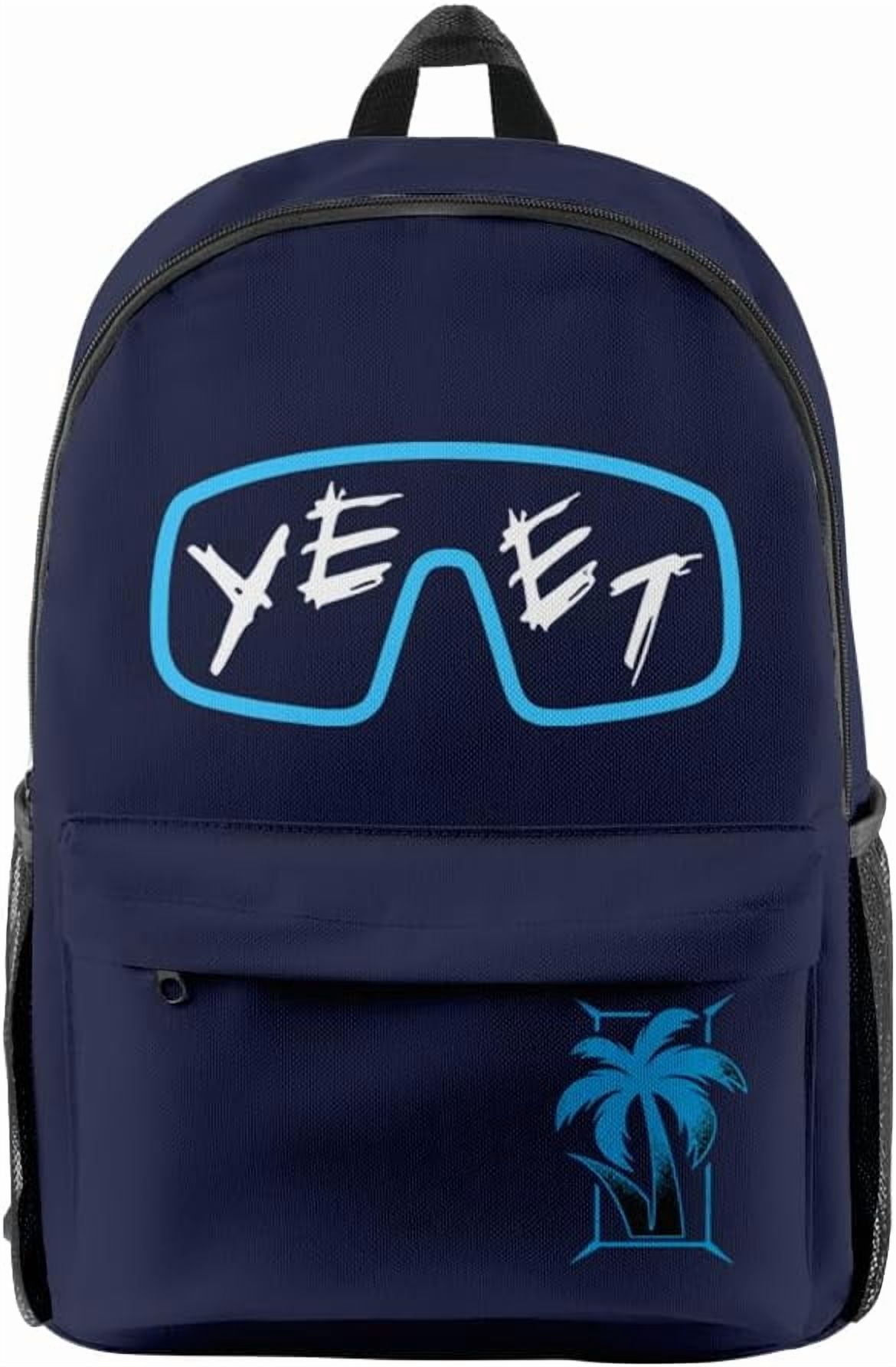 Jey Uso YEET Backpack – Yellow Multi-Zipper Printed Casual Bag For