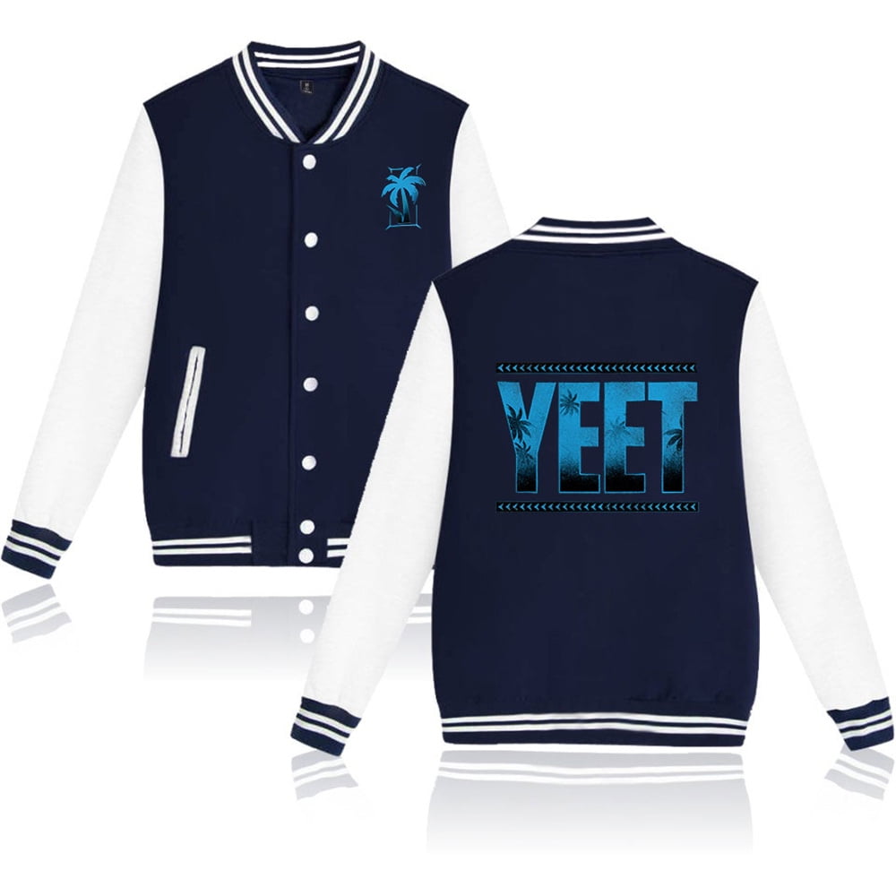 SMGUIDXA Jey Uso Yeet Baseball Jacket Casual Baseball Uniform Fashion Jackets Vintage Clothing Adult Unisex Size Large Black