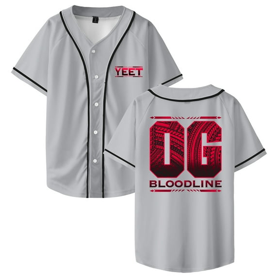 Jey Uso Yeet Bloodline Baseball Jersey Short Sleeve Button-up Shirts Women Men Streetwear Tee