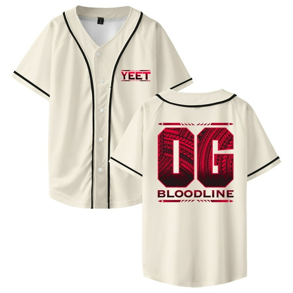 Jey Uso Yeet Bloodline Baseball Jersey Short Sleeve Button-up Shirts Women Men Streetwear Tee