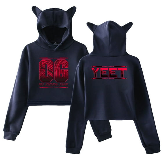 Jey Uso Yeet Bloodline Hoodie Cat Ears Hooded Sweatshirt Long Sleeve Crop Top Women's Clothes