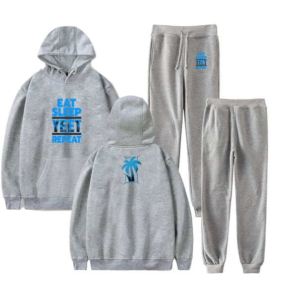 Jey Uso Yeet Casual Hoodie Set Pocket Drawstring Hoodie Men's/Women's Sports Strap Pants