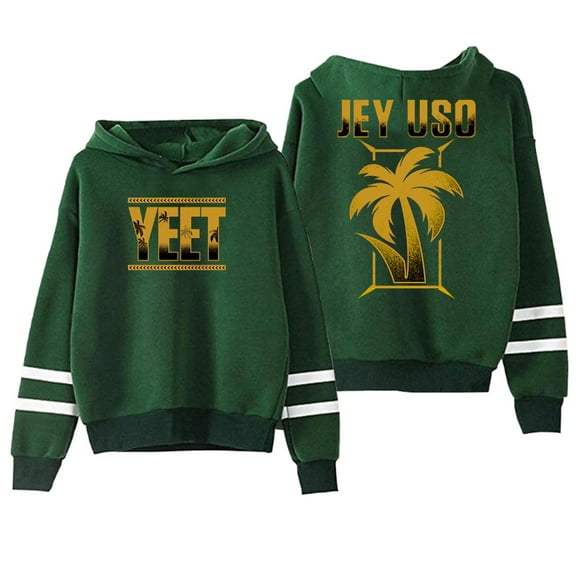 Jey Uso Yeet Golden Logo Hoodie Pocketless Parallel Bars Sleeve Streetwear Women Men Hooded Sweatshirt