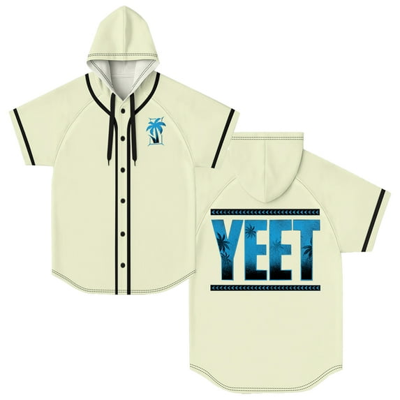 Jey Uso Yeet Hooded Baseball Jersey Tops Short Sleeve Button-up Shirts Women Men Streetwear Tee