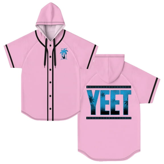Jey Uso Yeet Hooded Baseball Jersey Tops Short Sleeve Button-up Shirts Women Men Streetwear Tee