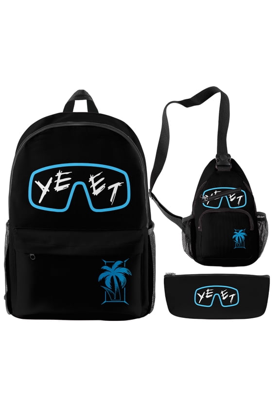 Jey Uso Yeet Merch 3-piece canvas backpack shoulder bag for women and men,3D travel bag, casual outdoor backpack