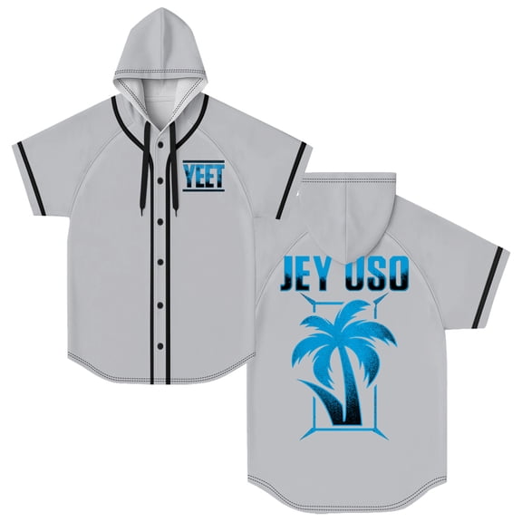 Jey Uso Yeet Merch Hooded Baseball Jersey Tops Short Sleeve Button-up Shirts Women Men Streetwear Tee