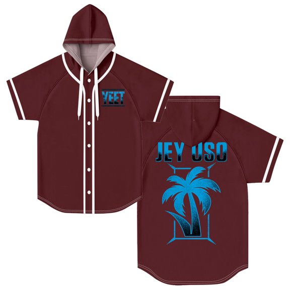 Jey Uso Yeet Merch Hooded Baseball Jersey Tops Short Sleeve Button-up Shirts Women Men Streetwear Tee