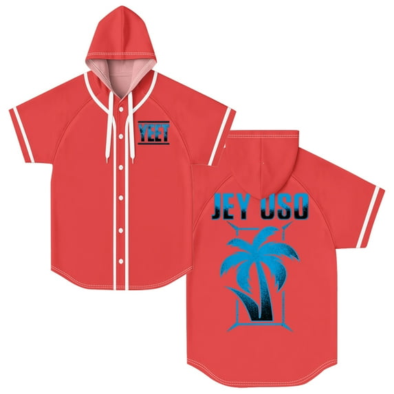 Jey Uso Yeet Merch Hooded Baseball Jersey Tops Short Sleeve Button-up Shirts Women Men Streetwear Tee