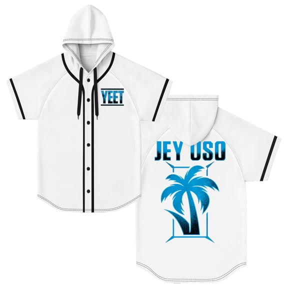 Jey Uso Yeet Merch Hooded Baseball Jersey Tops Short Sleeve Button-up Shirts Women Men Streetwear Tee