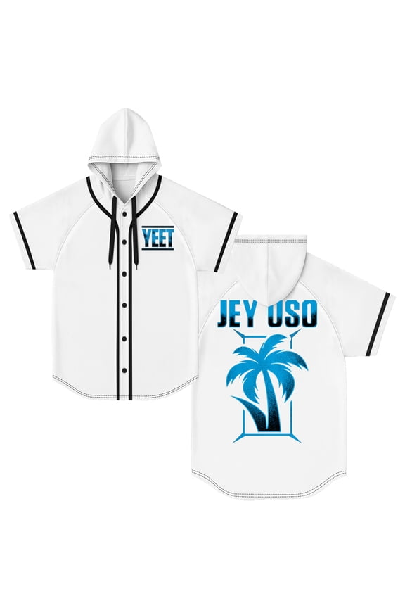 Jey Uso Yeet Merch Hooded Baseball Jersey Tops Short Sleeve Button-up Shirts Women Men Streetwear Tee