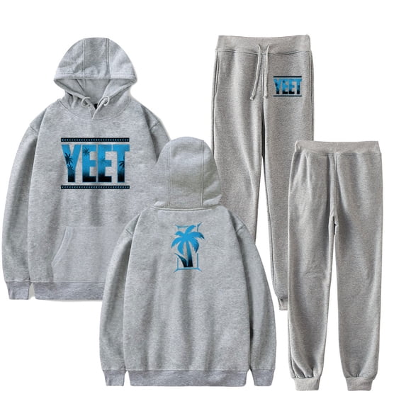 Jey Uso Yeet Merch Logo Hoodie Set Pocket Drawstring Hoodie Casual Men's and Women's Sportswear Sweatpants