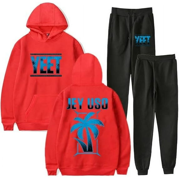 Jey Uso Yeet Merch Logo hoodies suits pocket drawstring hoodies sweatshirt men/women Strap sports pants