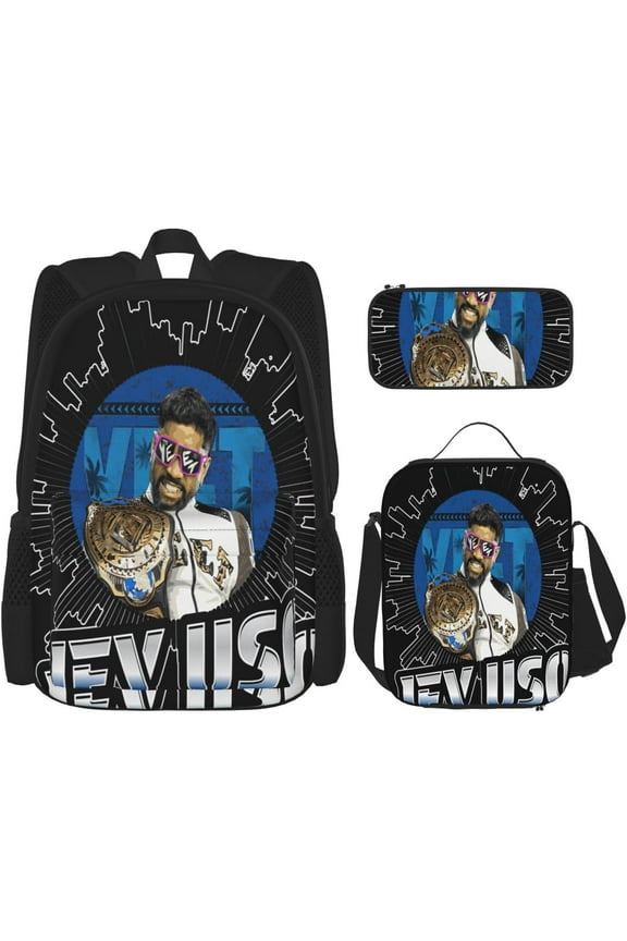 Wrestler USO Backpack 3 Pieces Set With Lunch Bag And Pencil Case Combination for Work/Sport/Picnic Classic Laptop Backpack Travel Daypack Stationery Bag