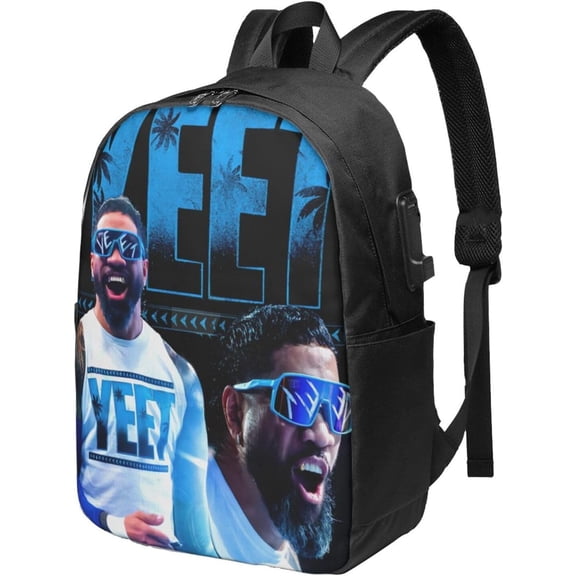 Jey Wrestler USO Laptop Backpack With Usb Charging Port Large Travel Bags Unisex Adult Gym Bags Daypack for Outdoor Breathable Work Rucksack Notebook Bag for Men&Women