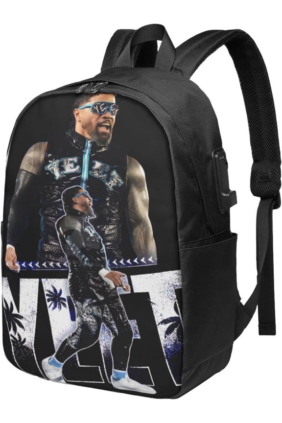 Jey Wrestler USO Laptop Backpack With Usb Charging Port Large Travel Bags Unisex Adult Gym Bags Daypack for Workout Lightweight Work Rucksack Notebook Bag for Men&Women
