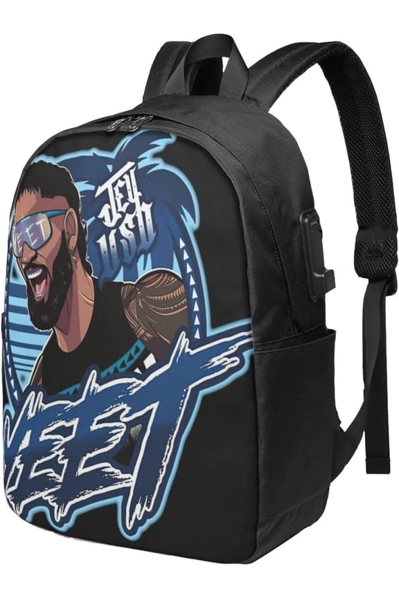 Jey Wrestler USO Laptop Backpack With Usb Charging Port Large Travel Bags Unisex Adult Sport Bags Daypack for Beach Cozy Business Backpack Computer Bag for Men&Women