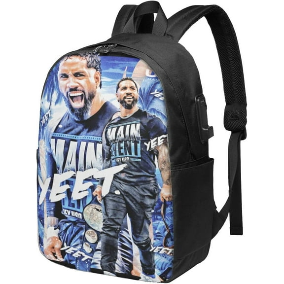 Jey Wrestler USO Laptop Backpack With Usb Charging Port Large Travel Bags Unisex Adult Sport Bags Daypack for Hiking Modern Work Rucksack Notebook Bag for Men&Women