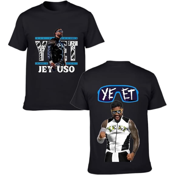 Jey Wrestler Usos T-Shirt with Impressive Portrait and Cheerful Image Yeet Sunglasses Motif for Women Men