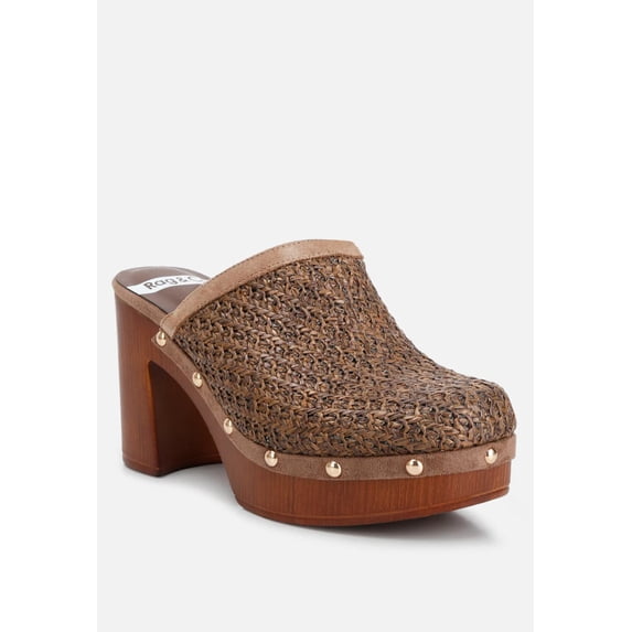 Jeydena Raffia Platform Clogs In Brown