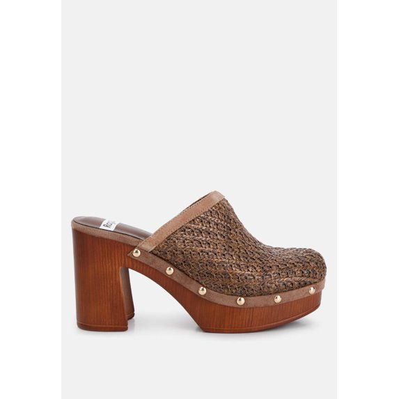 Jeydena Raffia Platform Clogs In Brown