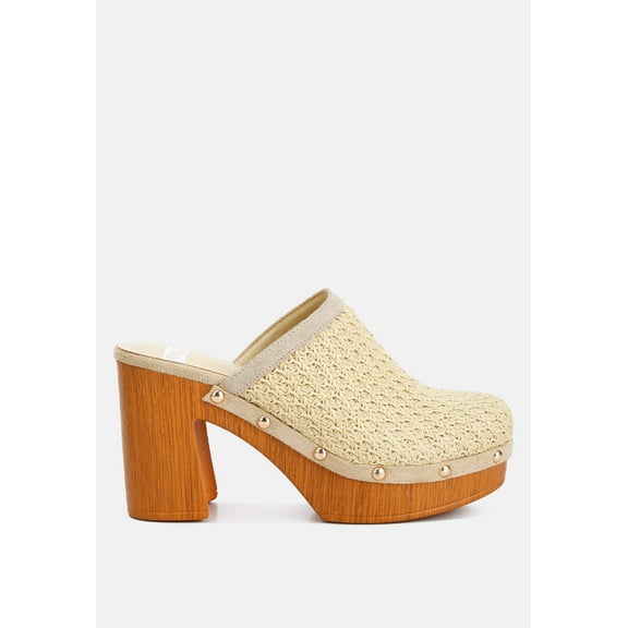 Jeydena Raffia Platform Clogs In Natural