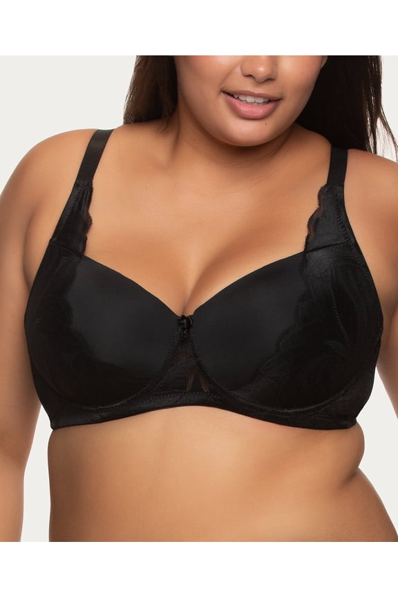 Women's Full Figure Lace Cradle Underwire Bra J5897, Black, Size 34C