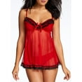 thumbnail image 1 of Jezebel Womens Womens Ruffles Galore Babydoll 2 Piece Lingerie Set, Red, Size XL, 1 of 3