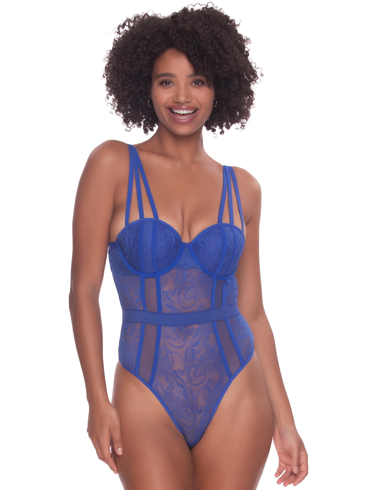 Callie Blush Underwired Stretch Lace Thong Bodysuit