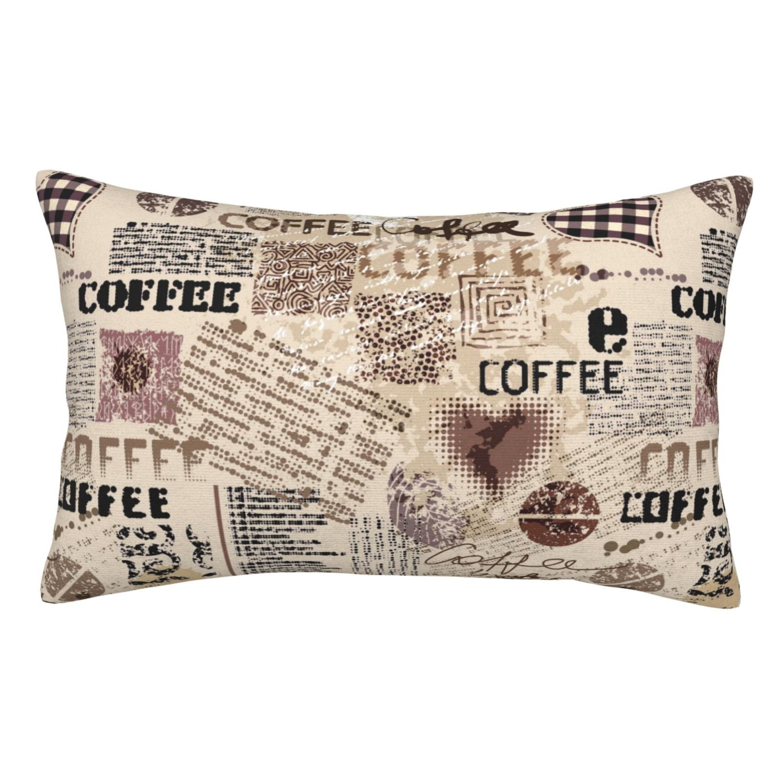 Jgfou Abstract Coffee Pattern With Letters Print Queen Size Pillowcases